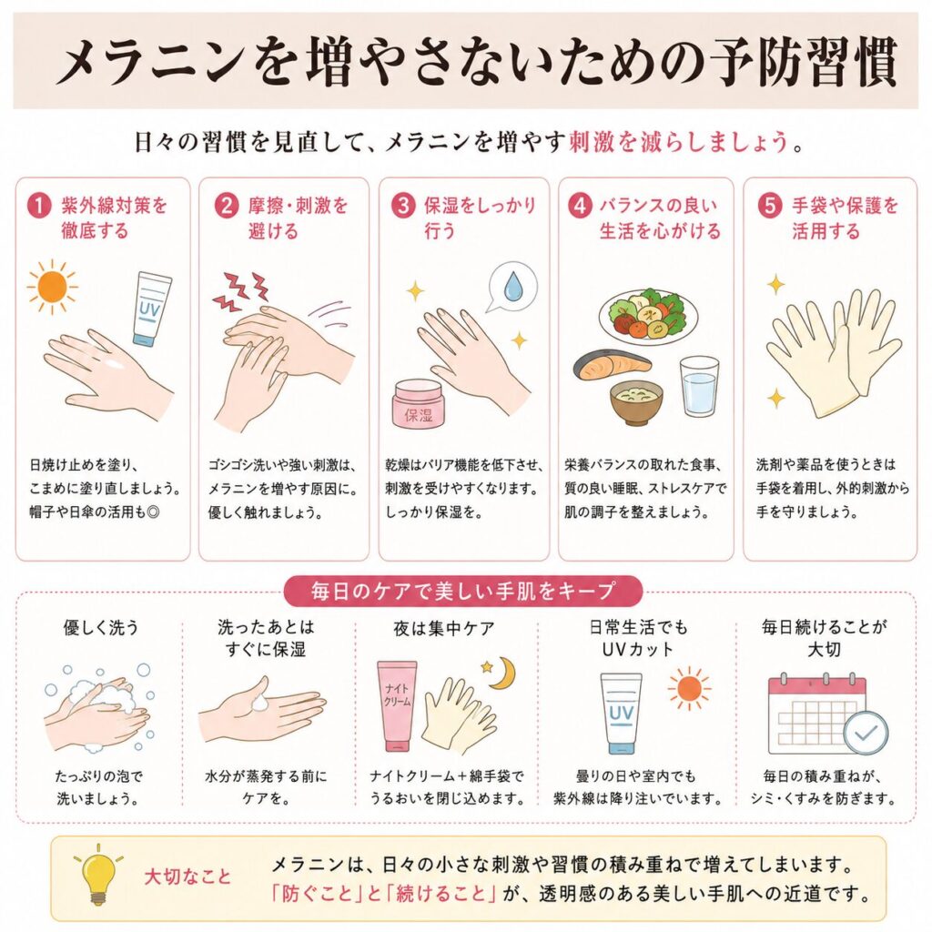 ターンオーバーでメラニンが古い角質とともに排出される流れを示す図