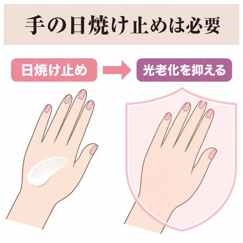手の日焼け止めが光老化予防に必要な理由の図