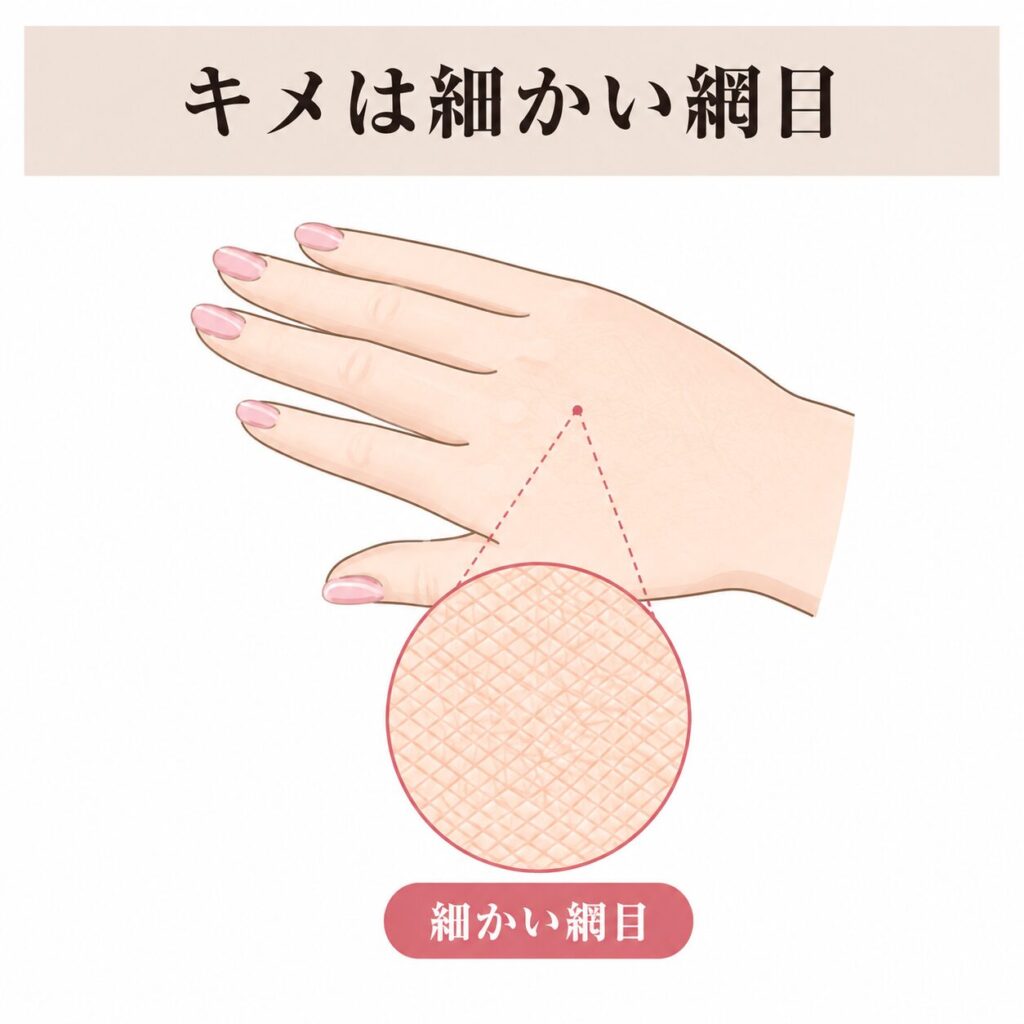 肌表面のキメが細かい網目であることを示す図