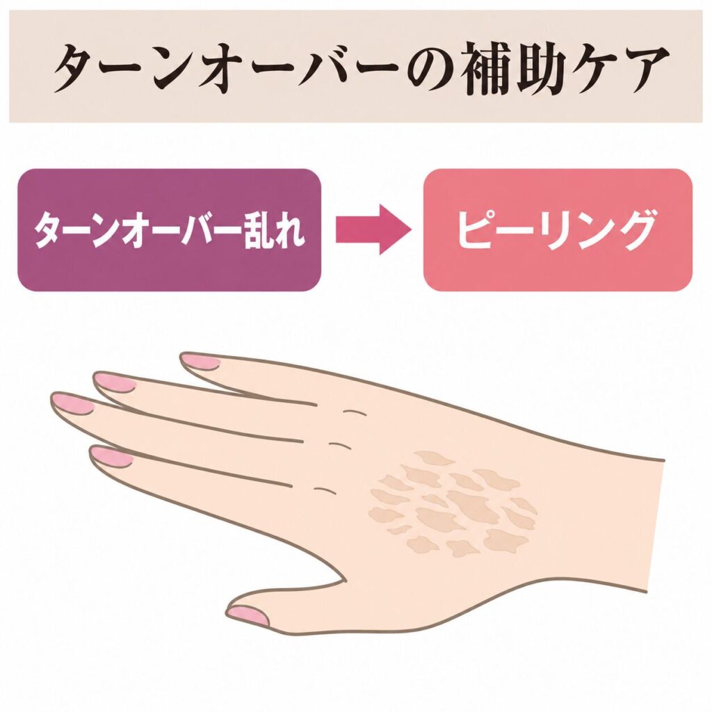 ピーリングとターンオーバーの関係を示す図