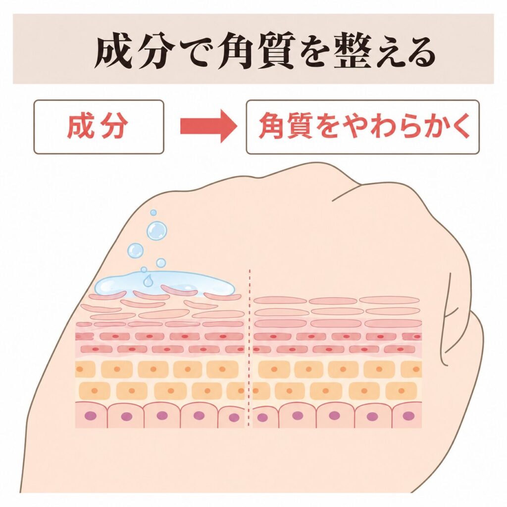 化学的ピーリングが成分で角質を整える図