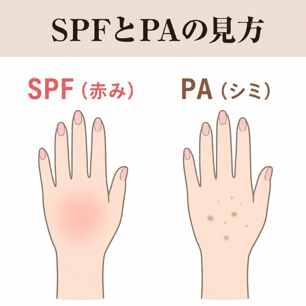 SPFとPAの表示の見方の図