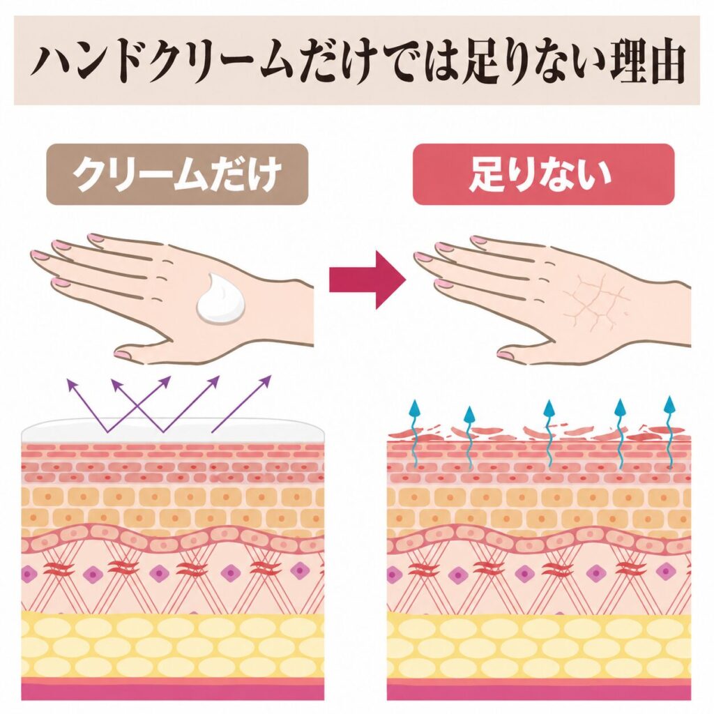 ハンドクリームだけでは足りない理由の図