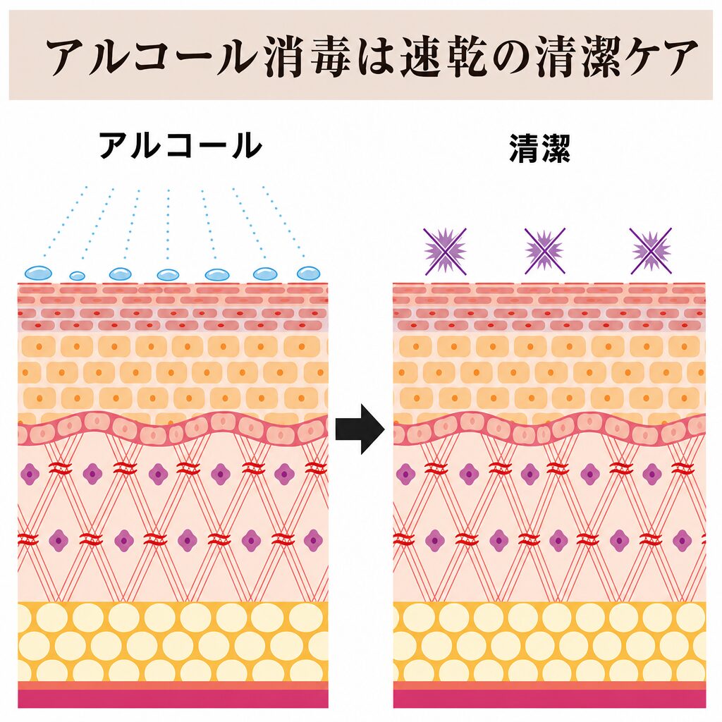 アルコール消毒のイメージ図