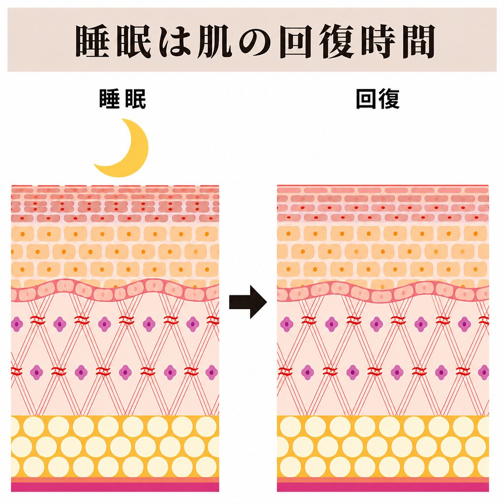 睡眠と肌の回復の関係図