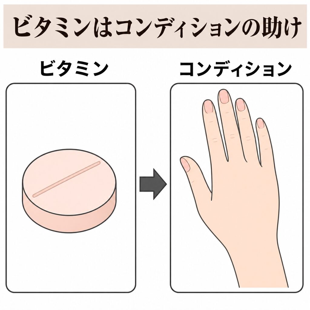 ビタミンと肌コンディションの関係図