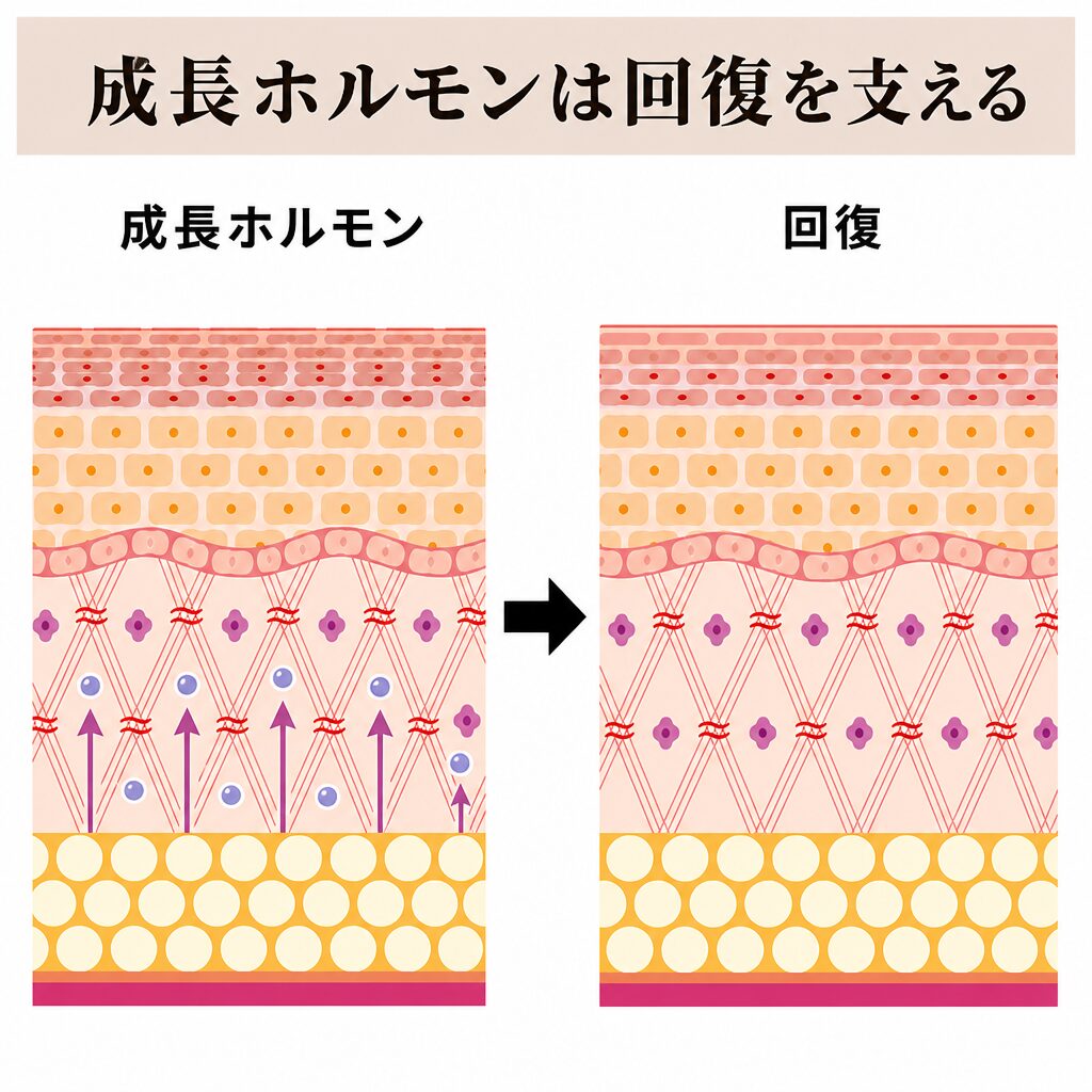 成長ホルモンと肌の回復の関係図