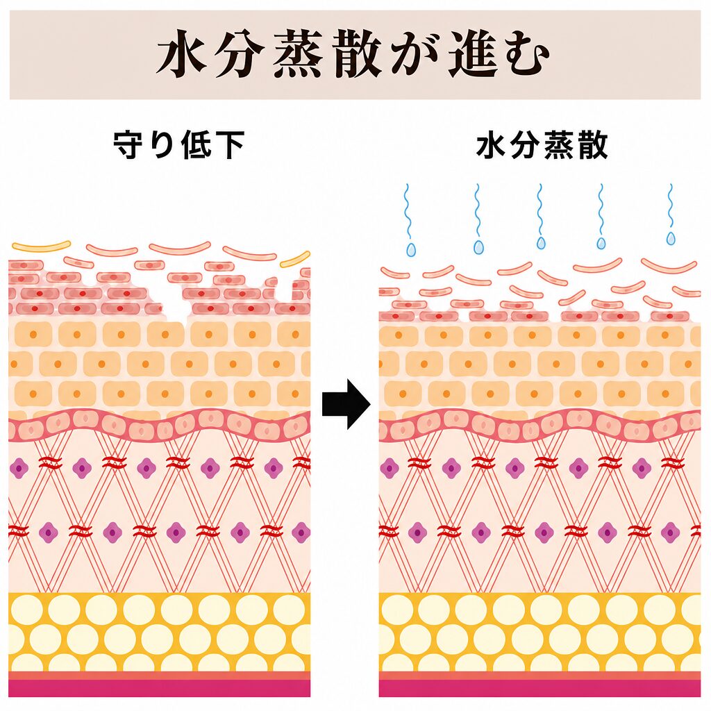 水分蒸散が進みやすくなる図