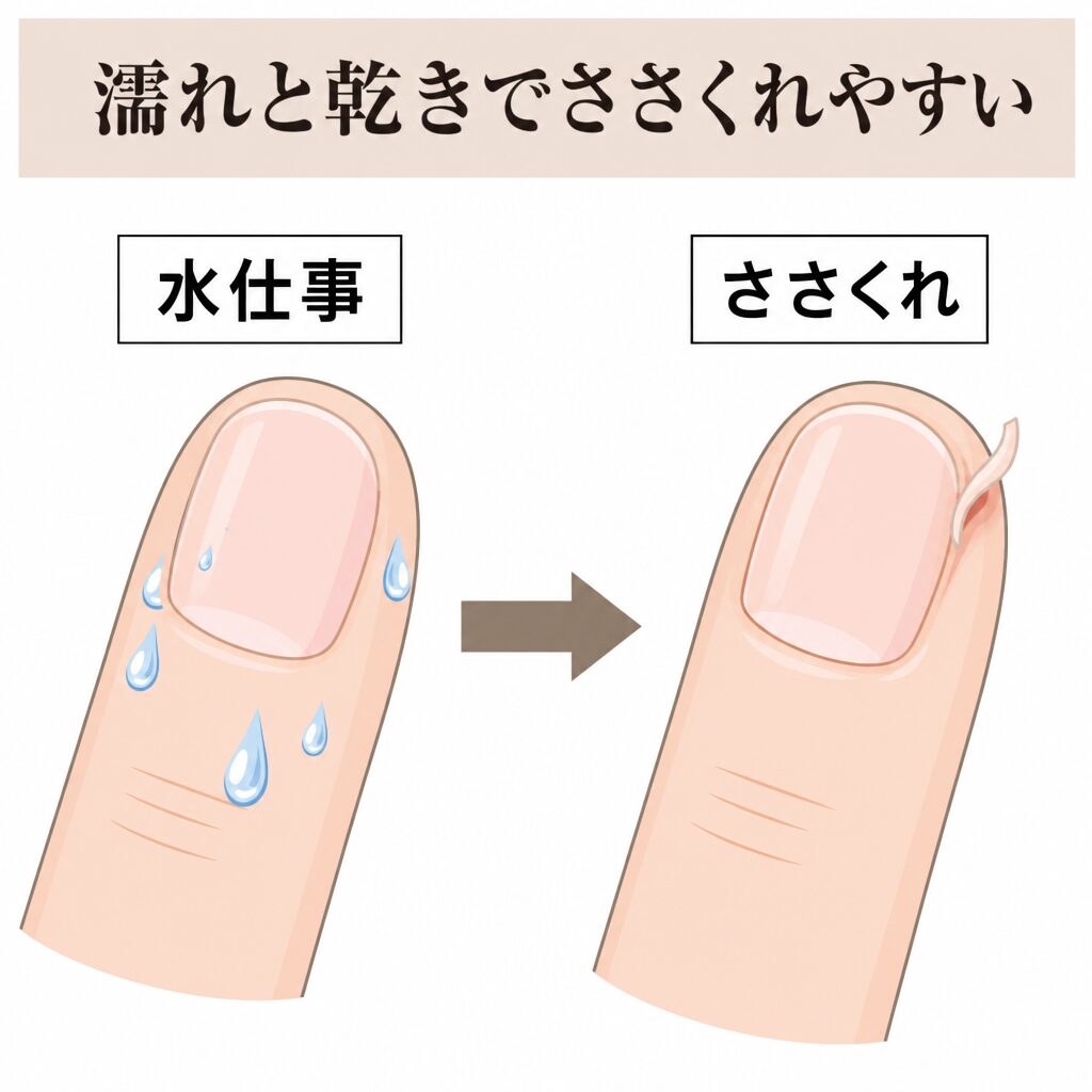 水仕事からささくれにつながる図