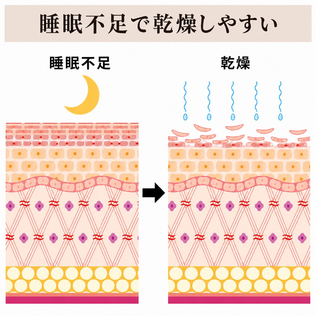 睡眠不足で乾燥しやすくなる図