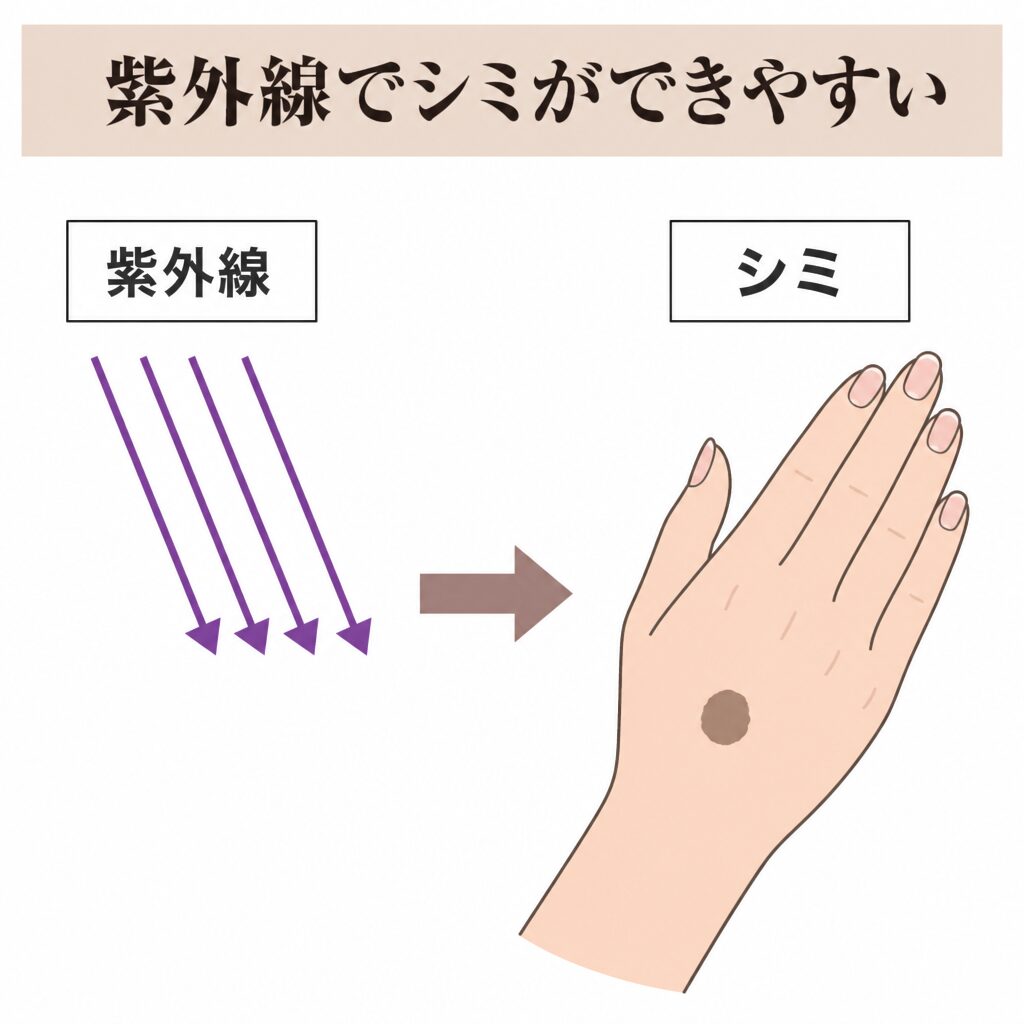 紫外線からシミにつながる図