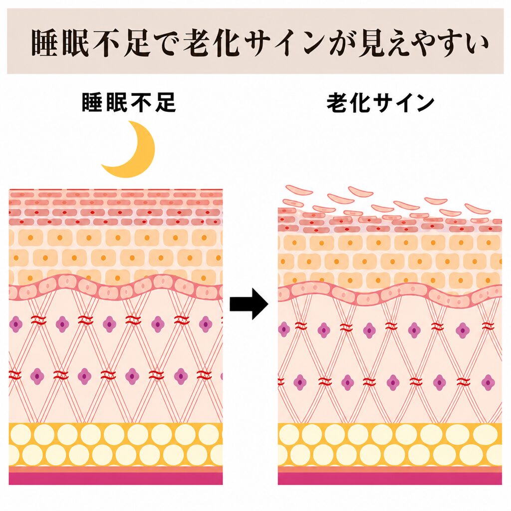 睡眠不足で乾燥しやすくなる図