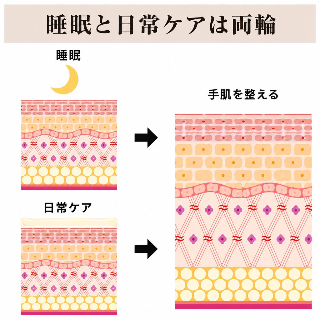 睡眠不足で乾燥しやすくなる図