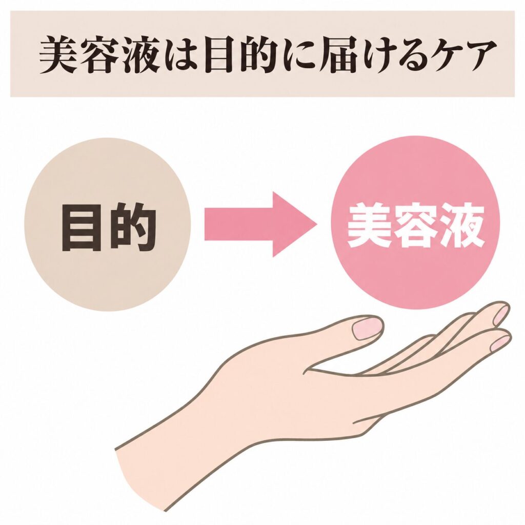 美容液が目的ケアであることを示す図