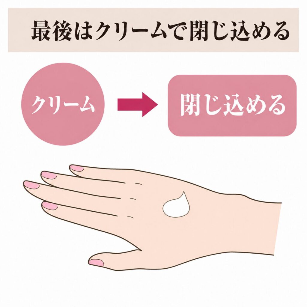 最後にクリームで閉じ込める図