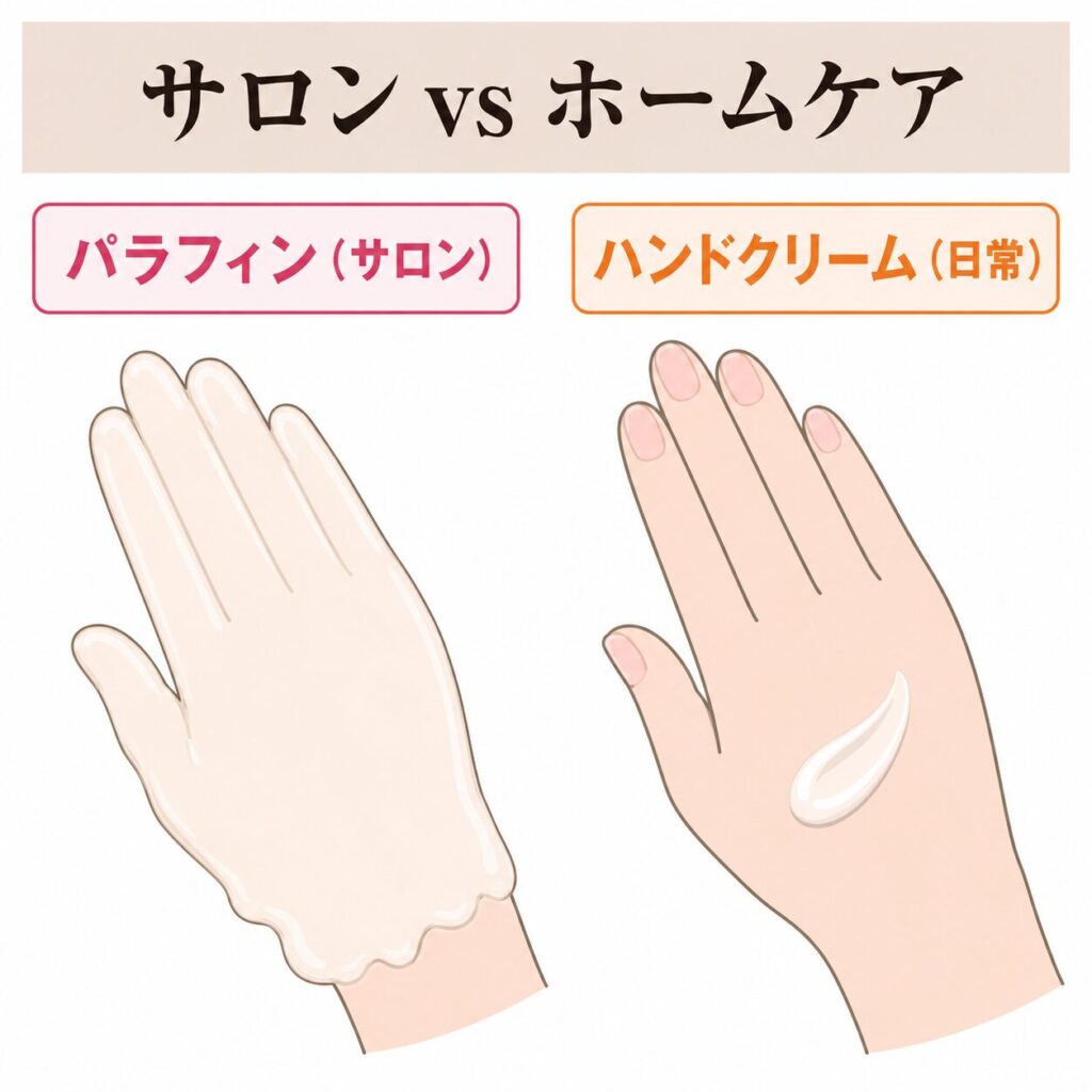 パラフィンパックとホームケアの違いの図