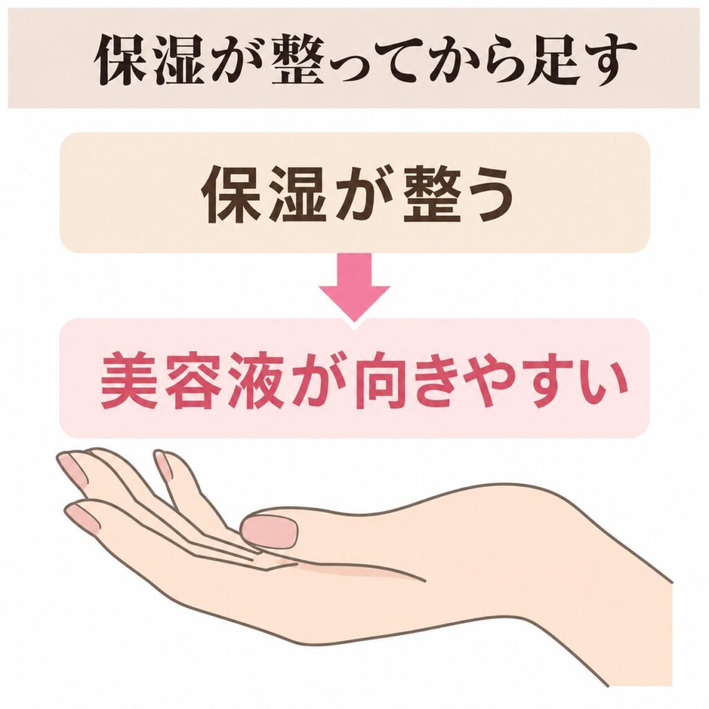 美容液が向きやすい手の状態の図
