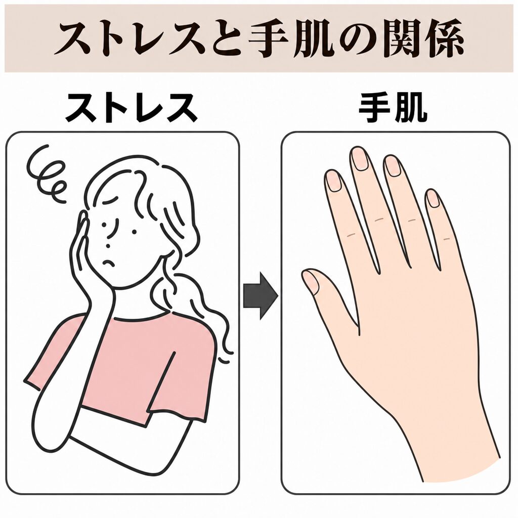 ストレスと手肌の関係を示す図