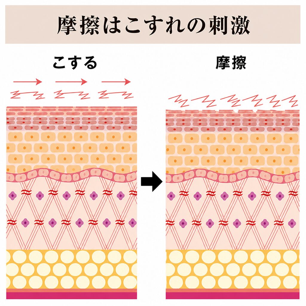 手がこすれる摩擦の図