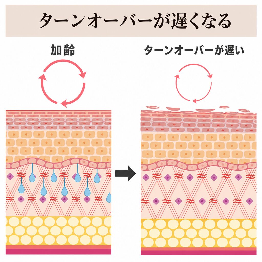 ターンオーバーが遅くなる図