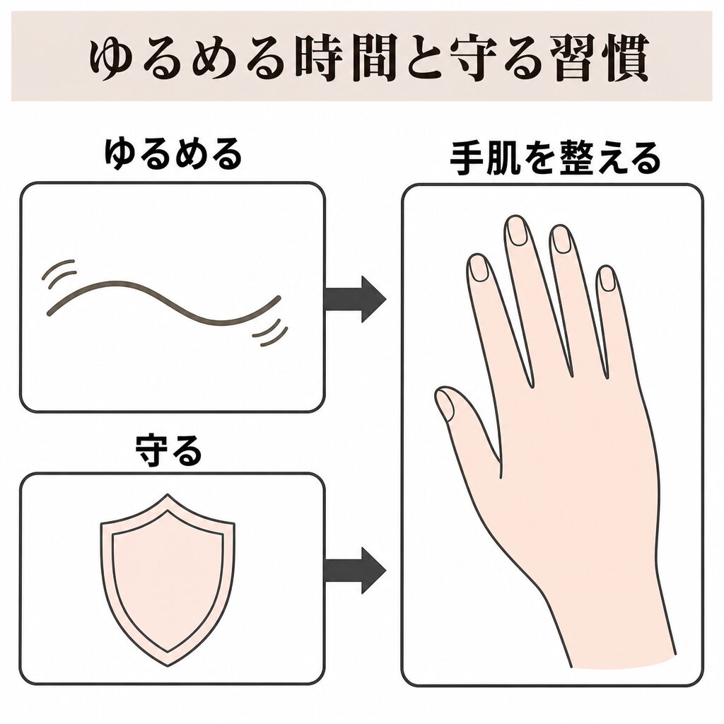 ストレス緩和と手肌ケアを両立する図