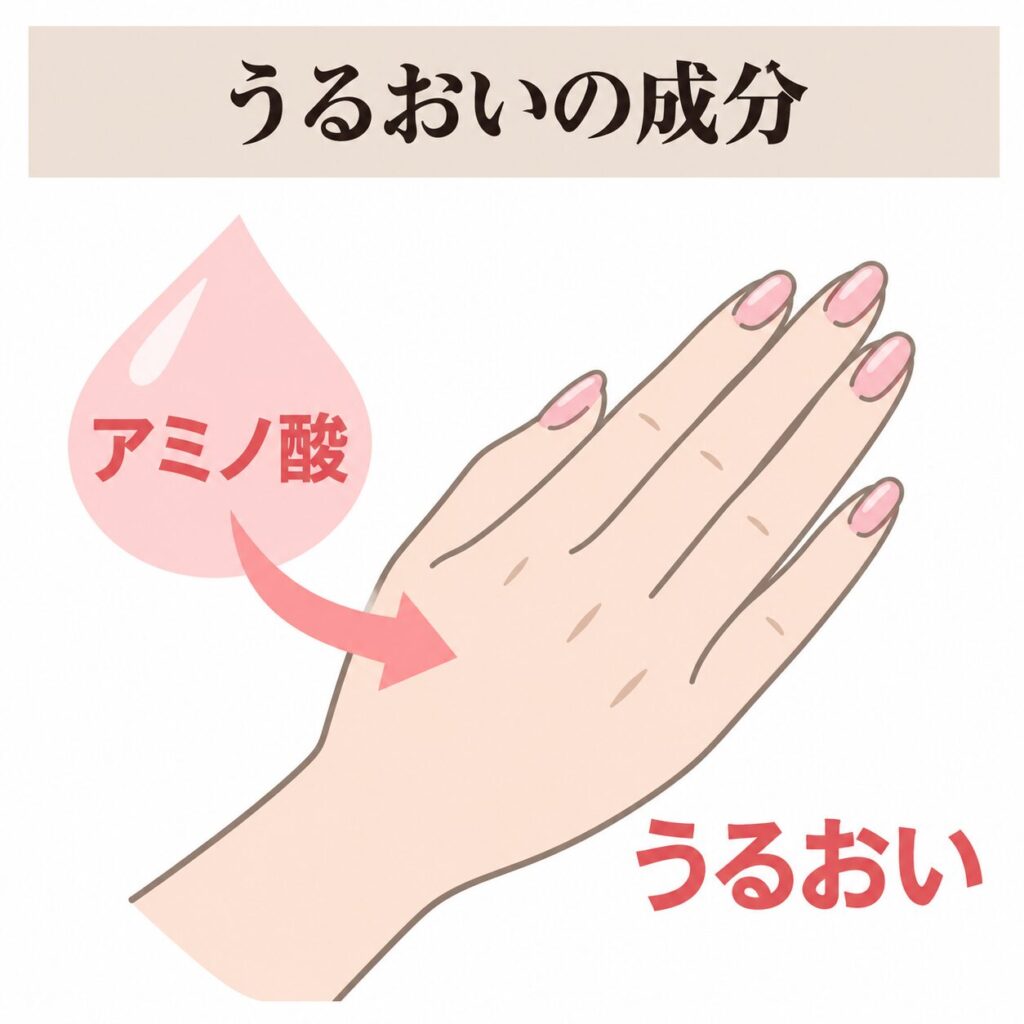 アミノ酸が手のうるおいを保つ成分であることを示す図