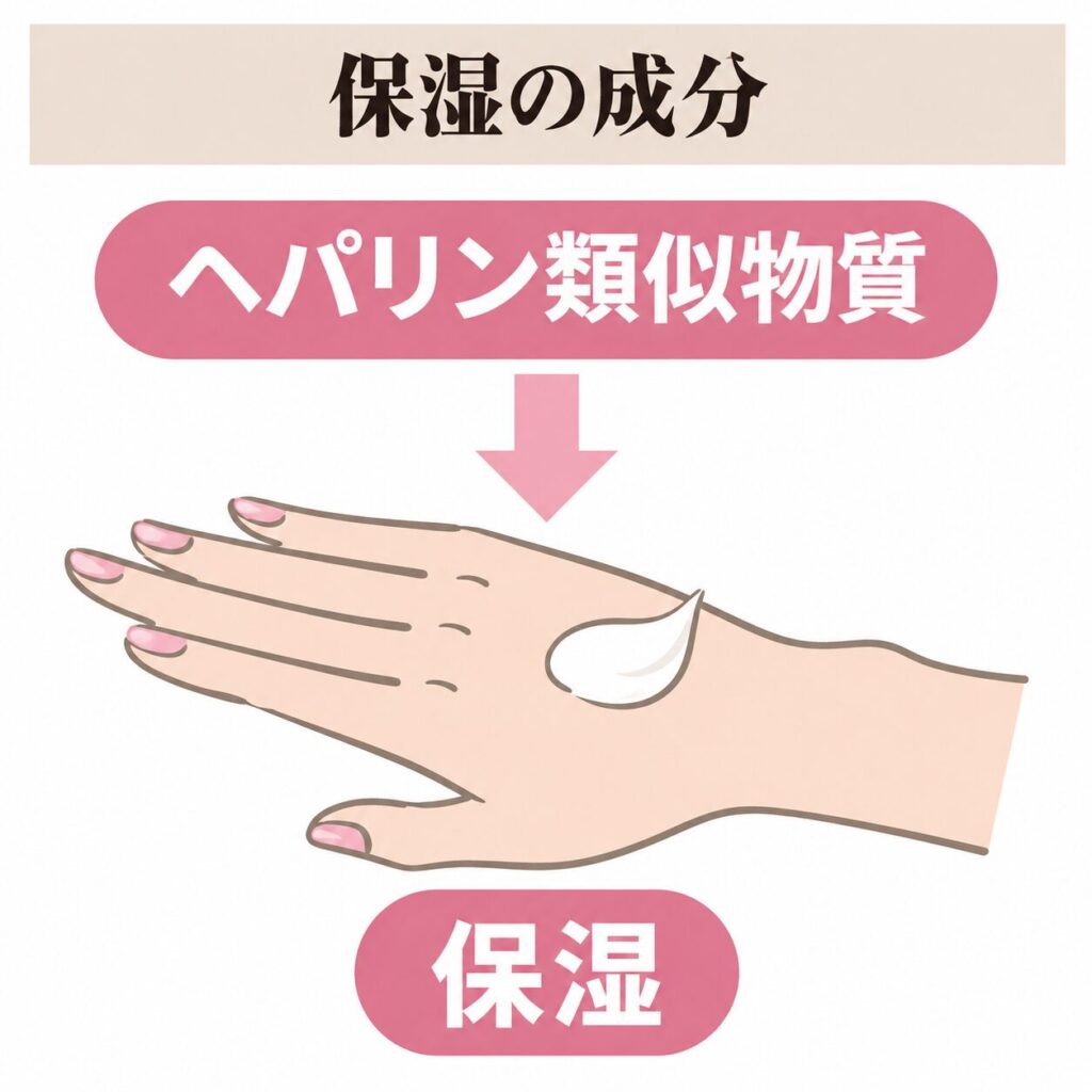 ヘパリン類似物質が保湿成分であることを示す図