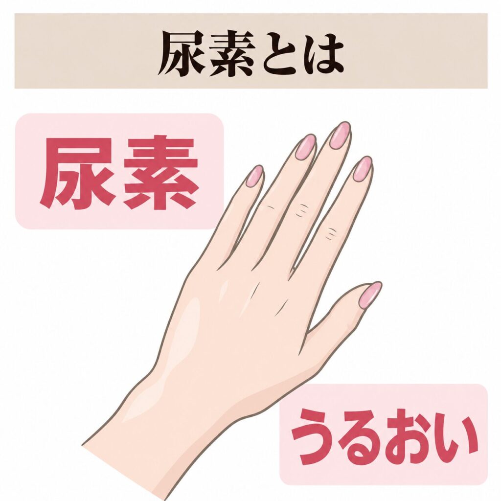 尿素が手のうるおいを保つ成分であることを示す図