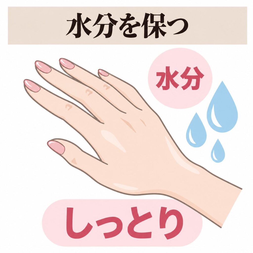ヘパリン類似物質が水分を保つ働きの図