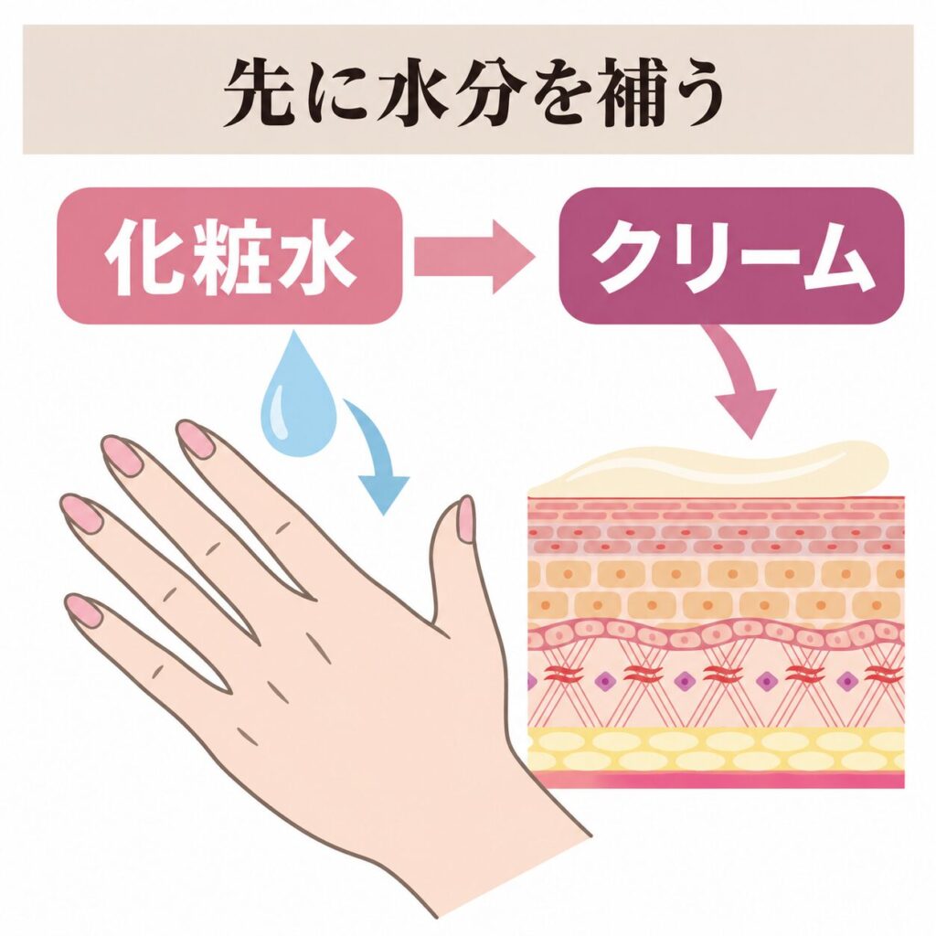 水分不足でクリームだけでは足りない図