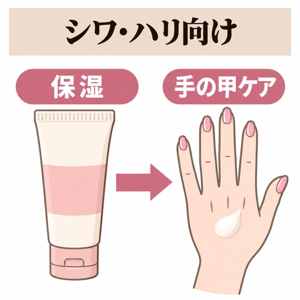 シワやハリが気になるときのハンドクリームの選び方の図