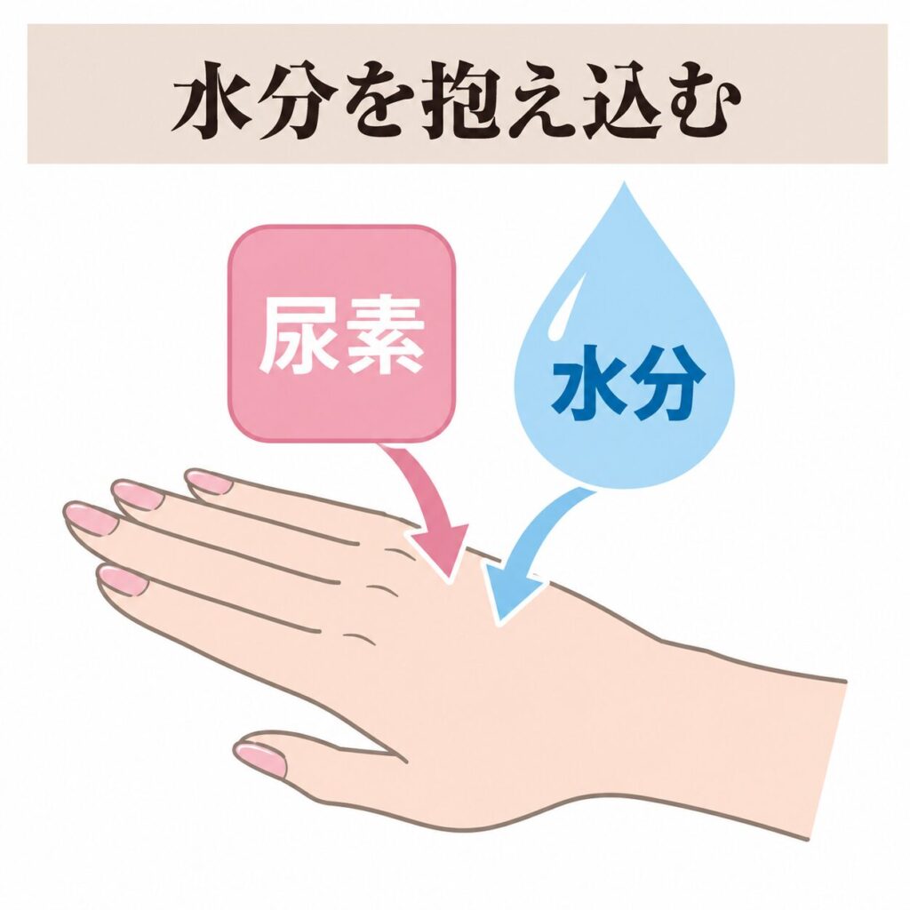 尿素が水分を抱え込む関係の図