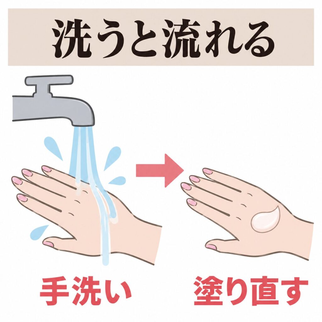 手洗いのあとグリセリンの保湿を塗り直す流れの図