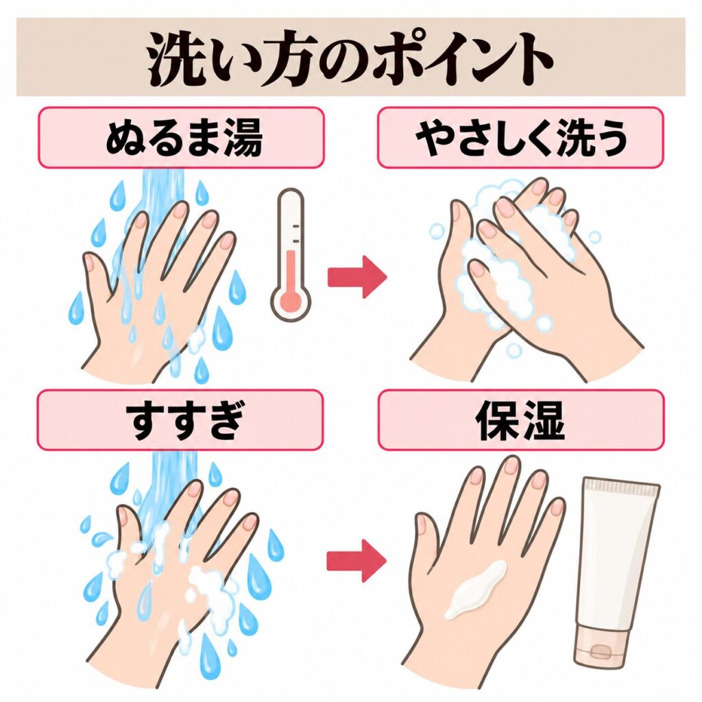 手洗いの洗い方を整えるポイントの図