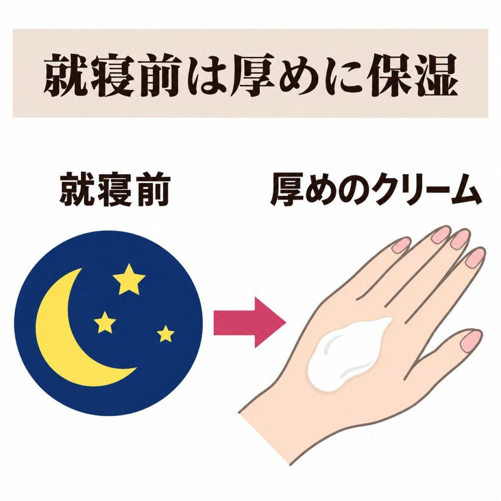 冬の就寝前ケアを厚めにする図