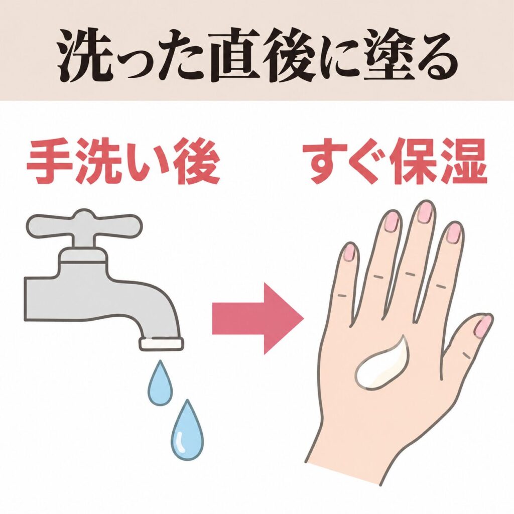 塗り方とタイミングのズレで乾燥する図