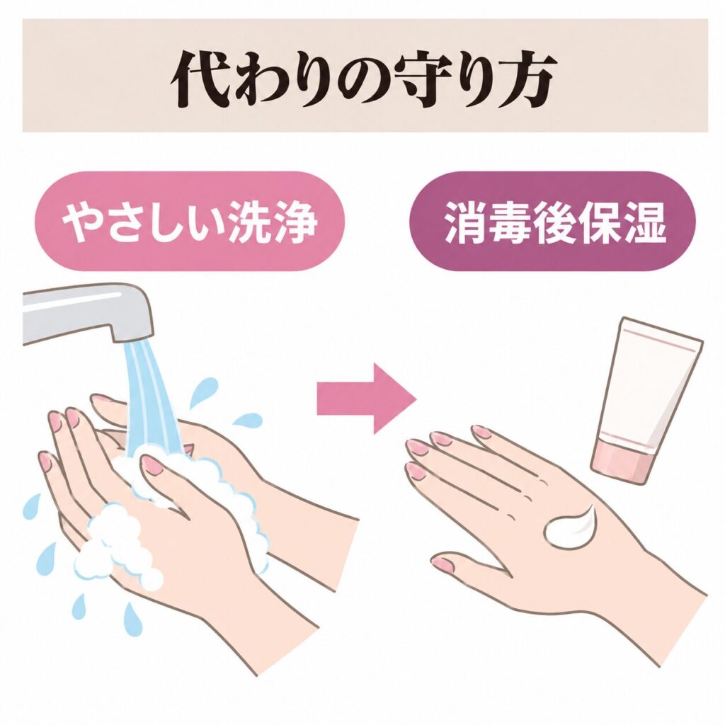 代わりに取り入れたい手の守り方の図