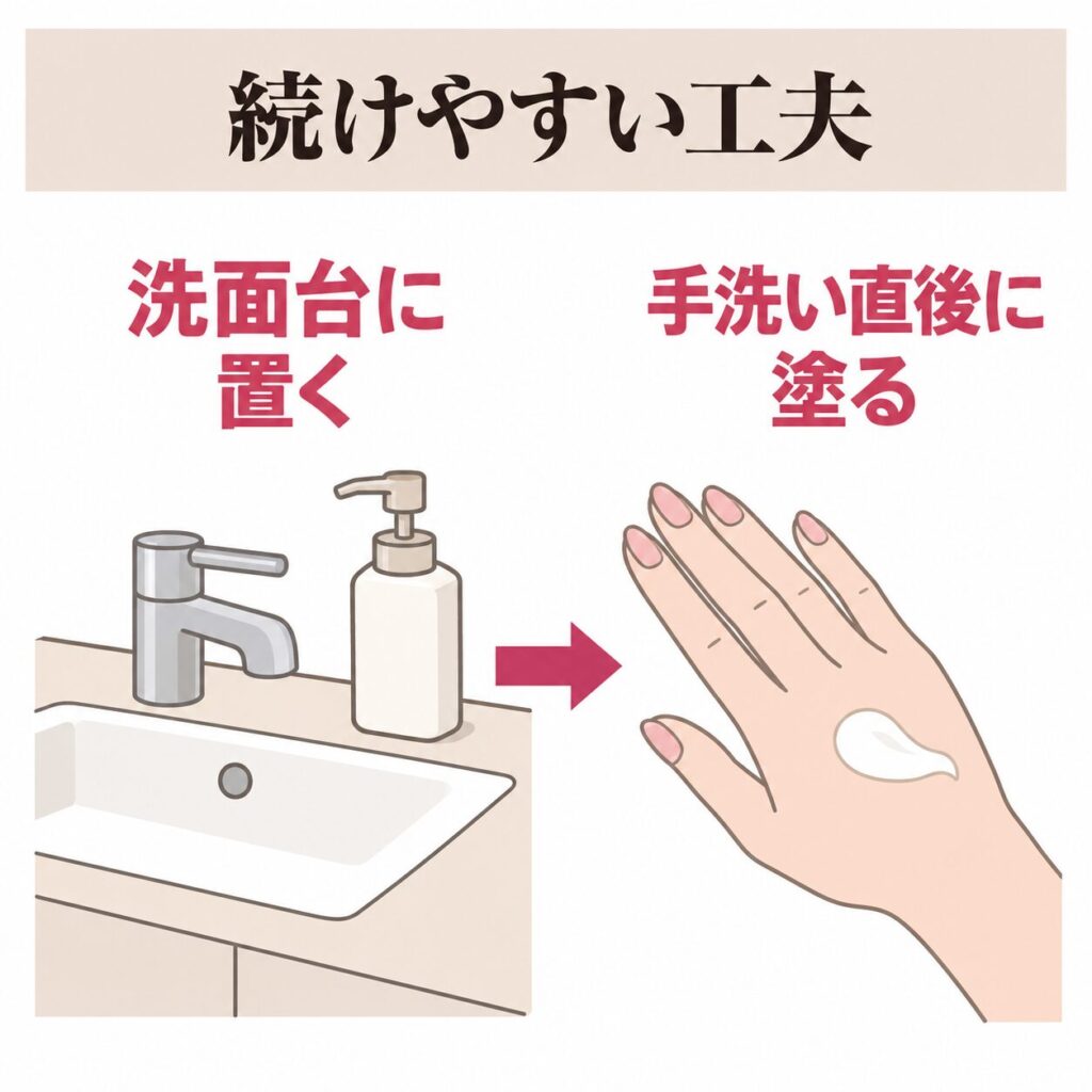 年代別に無理なく続ける手のホームケアの工夫の図